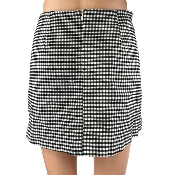 Urban Outfitters Black White Gingham Checkered Pocket A Line Mini Skirt Size S - Picture 3 of 5